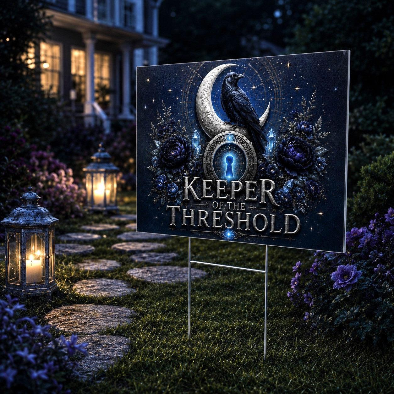 Keeper of the Threshold Wicca Yard Sign - close up detail