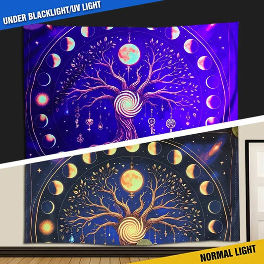 Luminous Tree of Life Triple Moon Tarot Altar Cloth-MoonChildWorld
