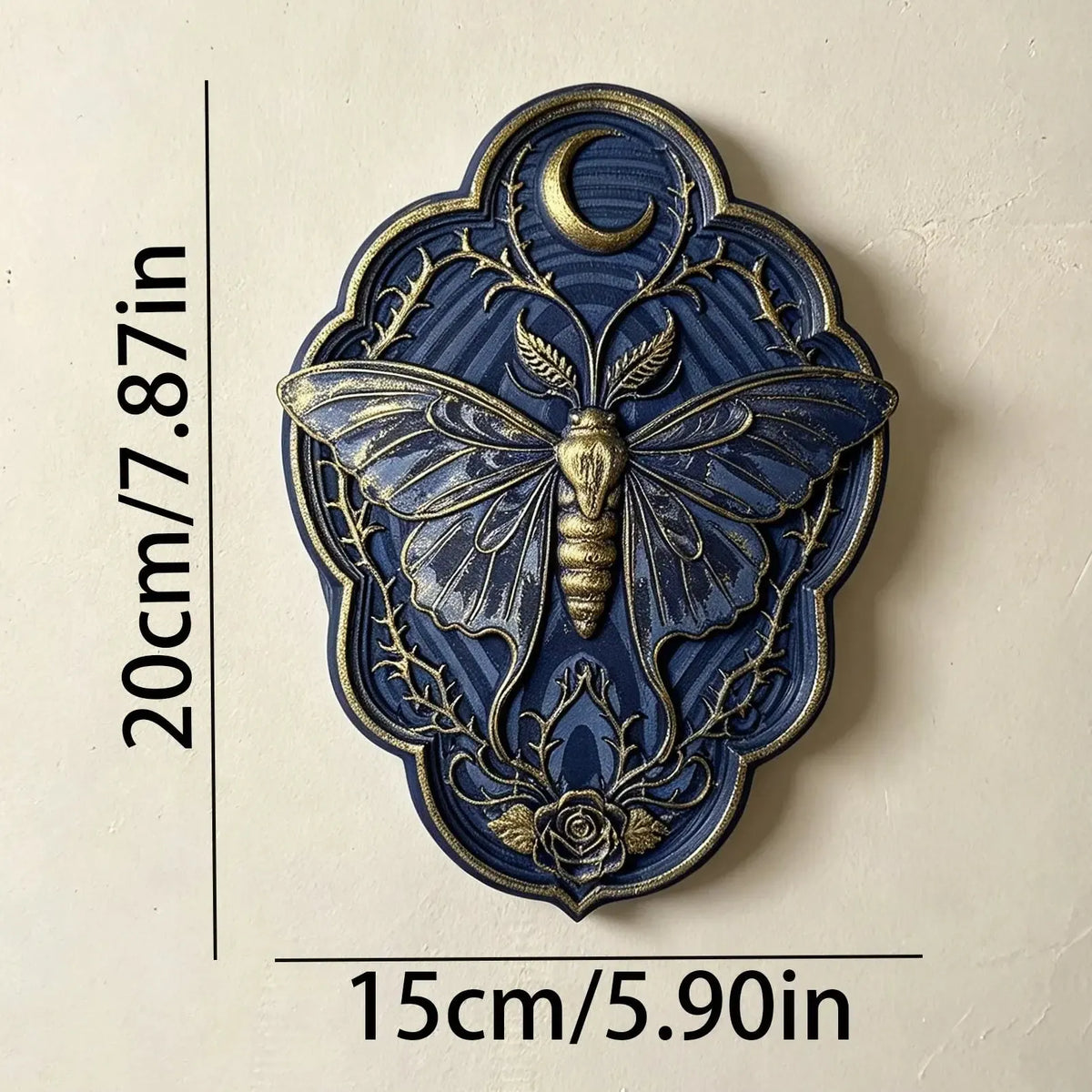 Size reference for the luna moth crescent moon wall decor