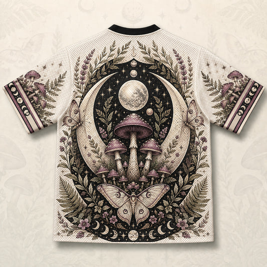 Luna Moth Mushroom T-Shirt Moon Phases Cottagecore Witch Tee back view