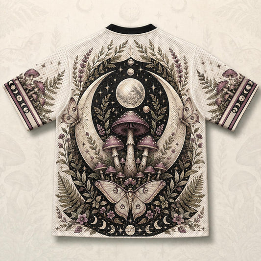 Luna Moth Mushroom T-Shirt Moon Phases Cottagecore Witch Tee back view