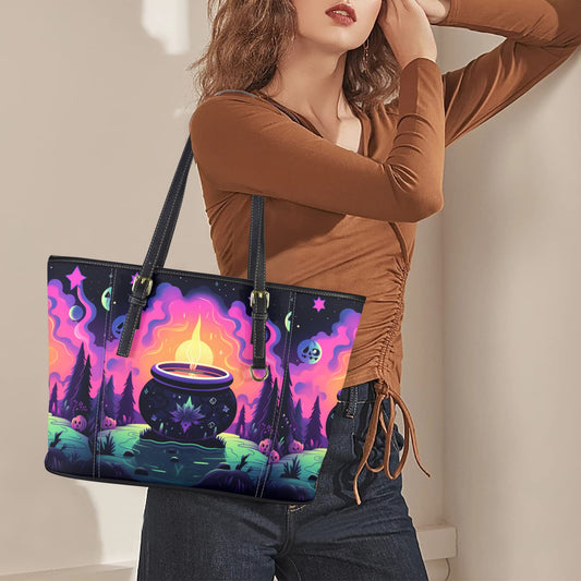 Magic Cauldron Witch Tote Bag-MoonChildWorld