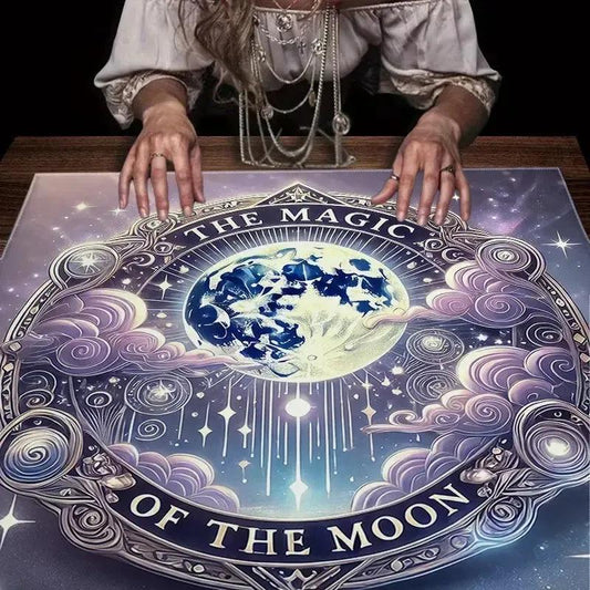 Magic Moon Tarot Tablecloth Celestial Lunar Phase Wicca Altar Cloth for Divination Spiritual Rituals & Tarot Reading-MoonChildWorld