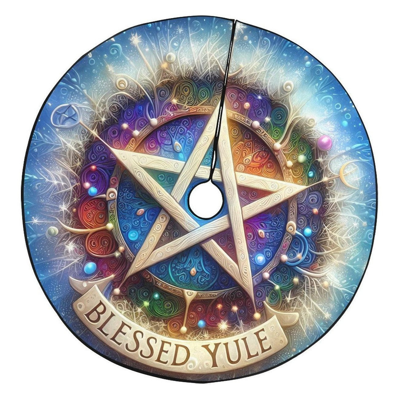 Magic Pentacle Wicca Pagan Christmas Tree Skirt for Yule Decor-MoonChildWorld