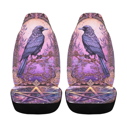 Magic Pentagram Dark Crow Gothic Raven Car Seat Covers-MoonChildWorld