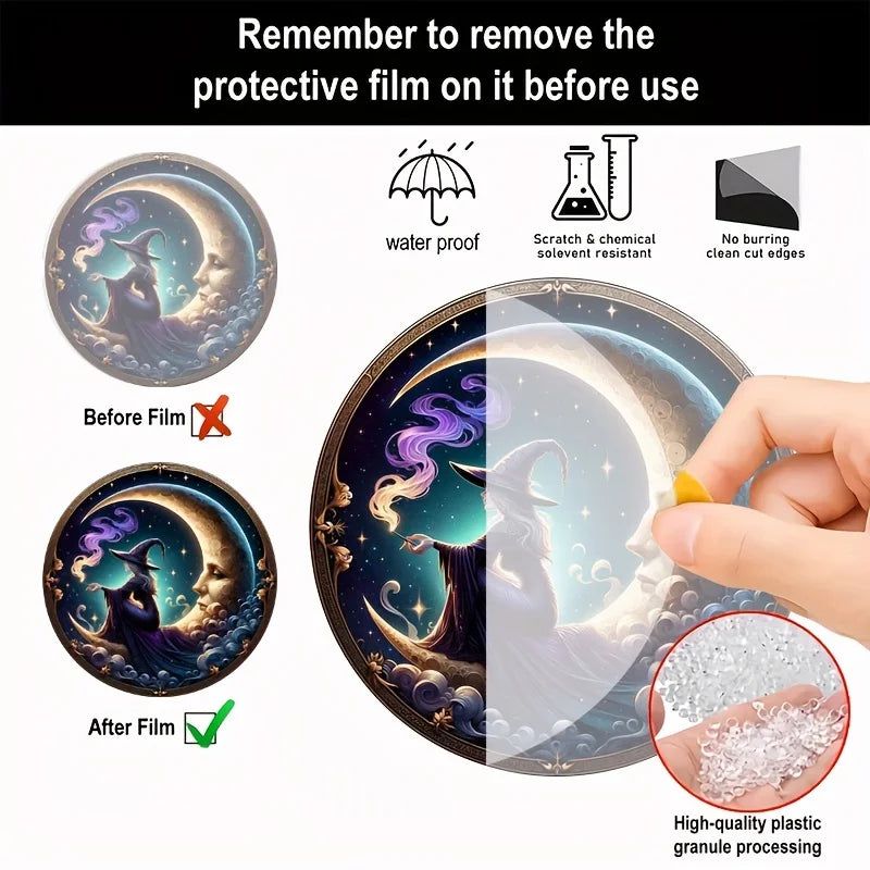 Magic Witch on the Moon Window Hanging Witch Acrylic Sign-MoonChildWorld