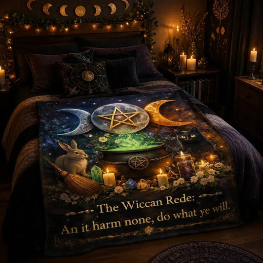 Magick Pentagram Triple Moon Blanket - Witchy Cauldron Blanket for Wiccan_mockup_1.webp