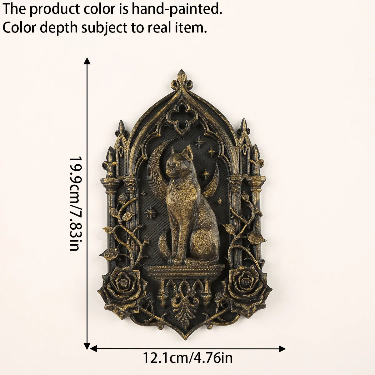 Moon Black Cat and Rose Wall Plaque Gothic Resin Wall Decor-MoonChildWorld