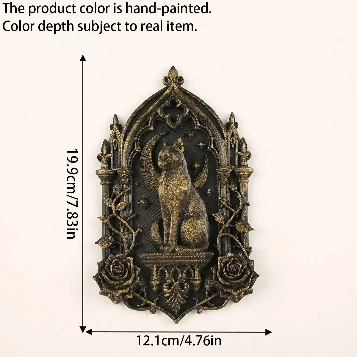 Moon Black Cat and Rose Wall Plaque Gothic Resin Wall Decor-MoonChildWorld