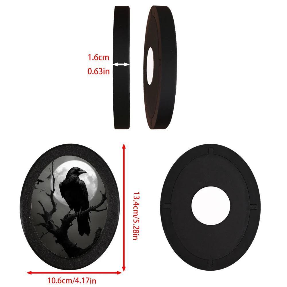 Moon Crow Retro Witch Wall Art - Black Raven Gothic Wooden Oval Frame Halloween Wall Decoration-MoonChildWorld