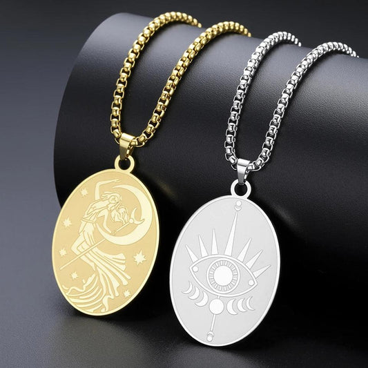 Moon Goddess Necklace Goddess of Night Pendant Double-sided Wicca Pagan Amulet Jewelry-MoonChildWorld