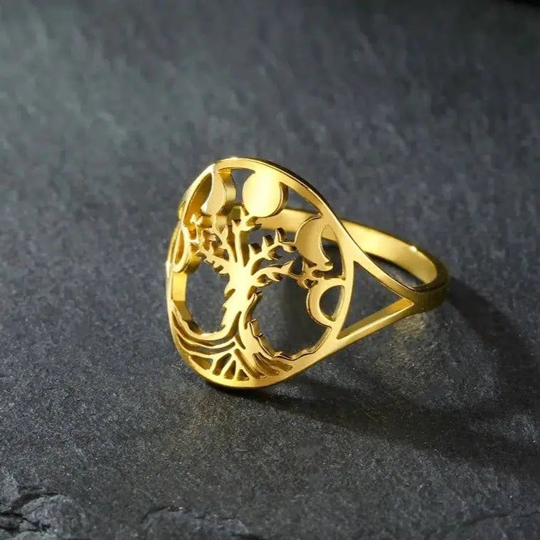 Moon Phase Tree of Life Ring Wiccan Pagan Jewelry-MoonChildWorld