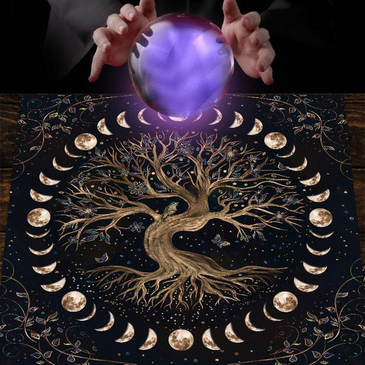 Moon Phase Tree of Life Tablecloth Pagan Altar Cloth-MoonChildWorld