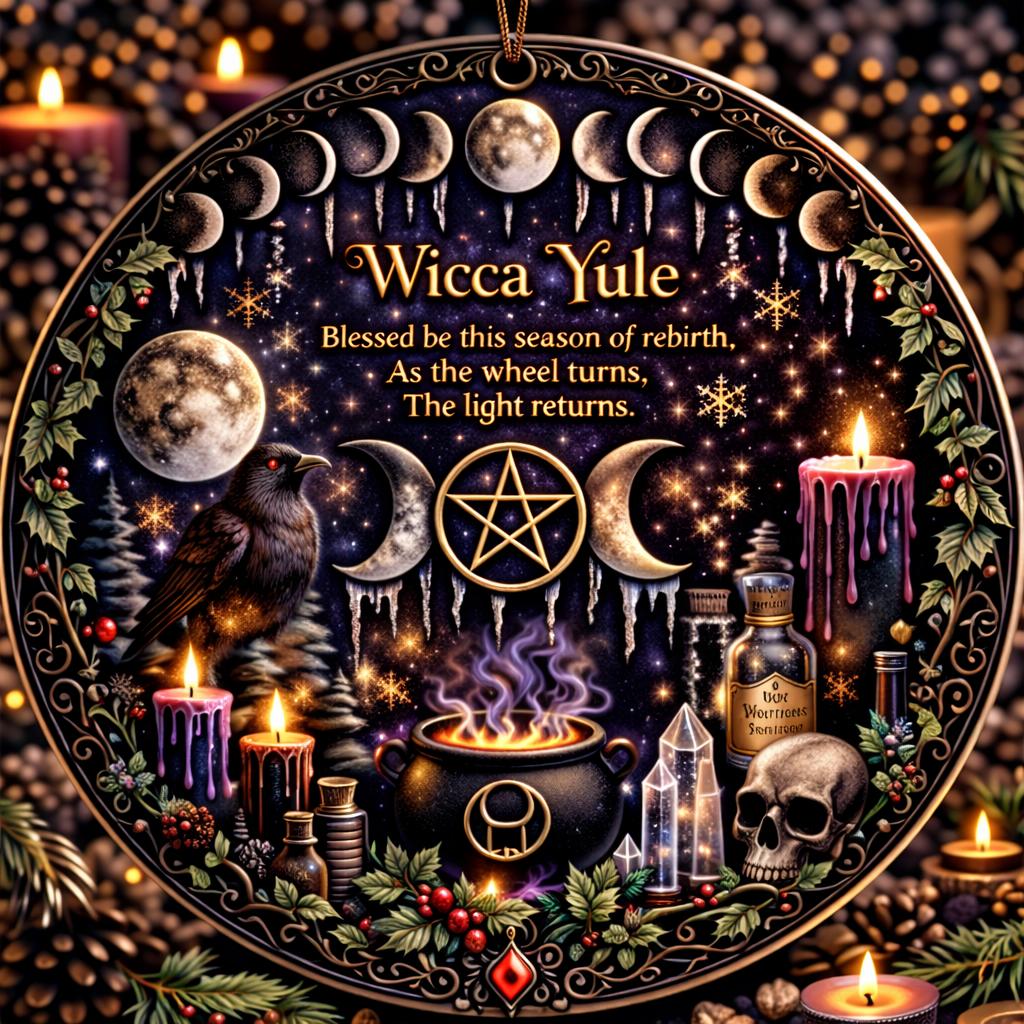 Moon Phase Wicca Yule Ceramic Ornament for Witch Christmas Decor - Gothic Christmas Ornament-MoonChildWorld