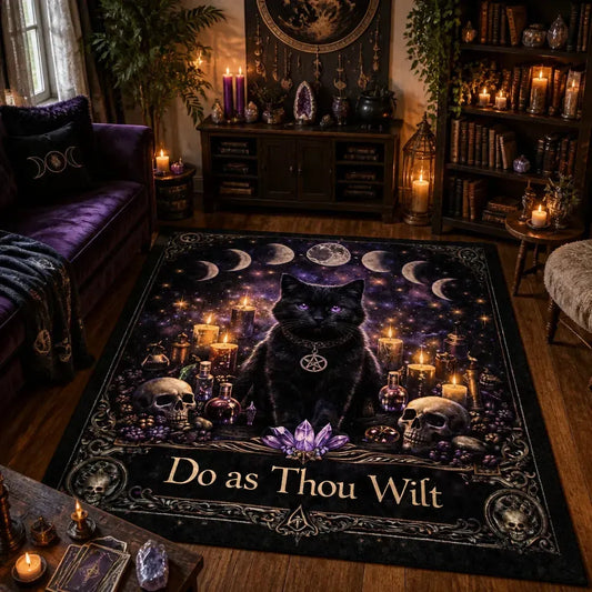 Moon Phases Black Cat Witchy Area Rug โ Wicca Pagan Carpet for Spiritual Decor_mockup_1.webp