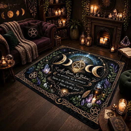 Moon Phases Pentagram Wiccan Area Rug – Witchy Carpet for Pagan Home Decor_mockup_1.webp