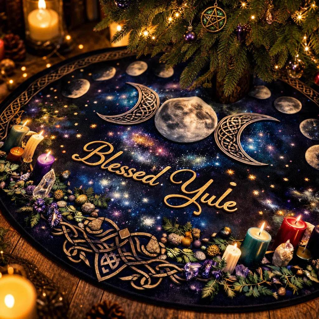 Moon Phases Yule Tree Skirt – Pagan Witchy Gothic Decor_mockup_4.webp