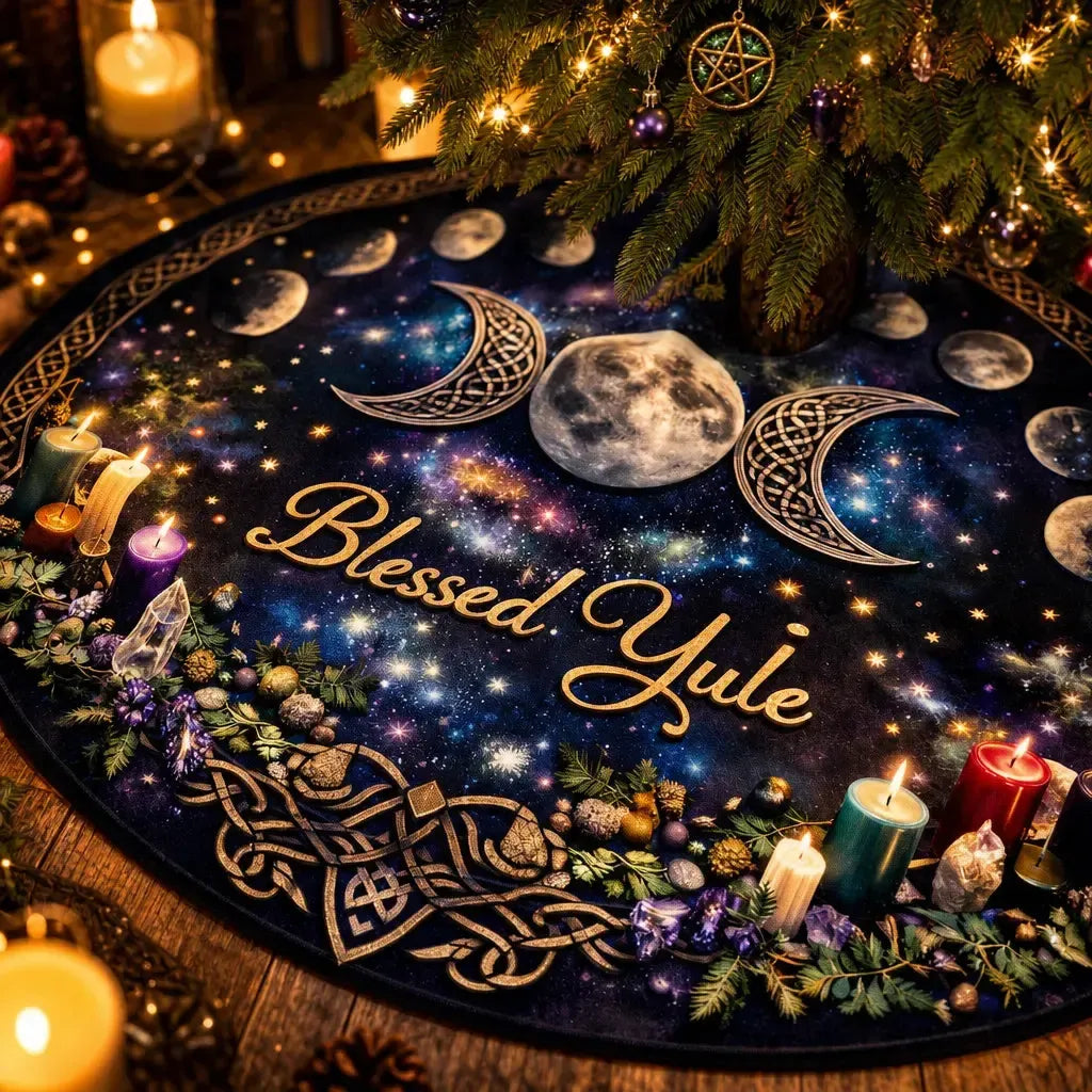 Moon Phases Yule Tree Skirt – Pagan Witchy Gothic Decor_mockup_4.webp