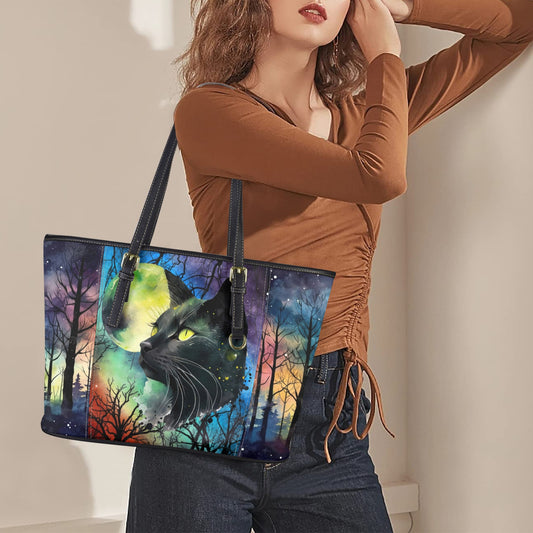 Moon black cat Halloween Tote Bag-MoonChildWorld