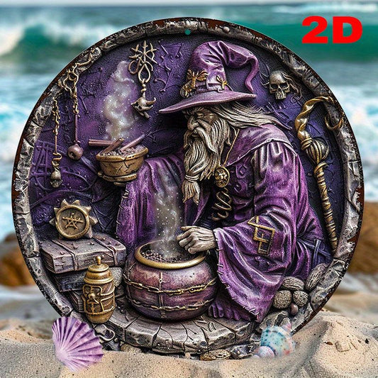 Wizard Brewing Potion Witchy Metal Sign-MoonChildWorld