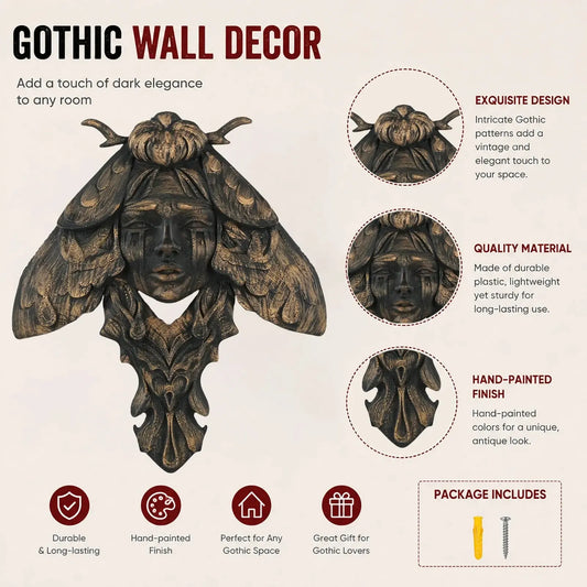 Moth Goddess Relief Wall Plaque Gothic Resin Wall Hanging Decor-MoonChildWorld