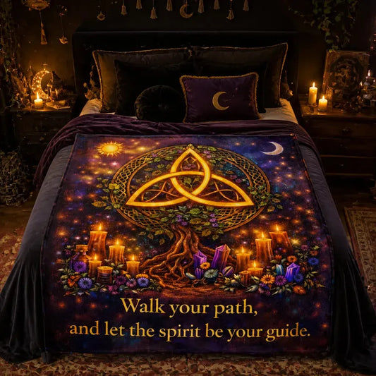 Mysterious Celtic knot Triquetra and Tree of Life Pagan Blanket Wiccan Home Decor_mockup_1.webp