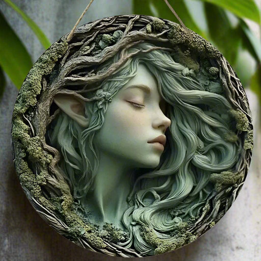 Mysterious Elf and Green Man Wooden Sign Pagan Hanging Sign Wall Decor-MoonChildWorld