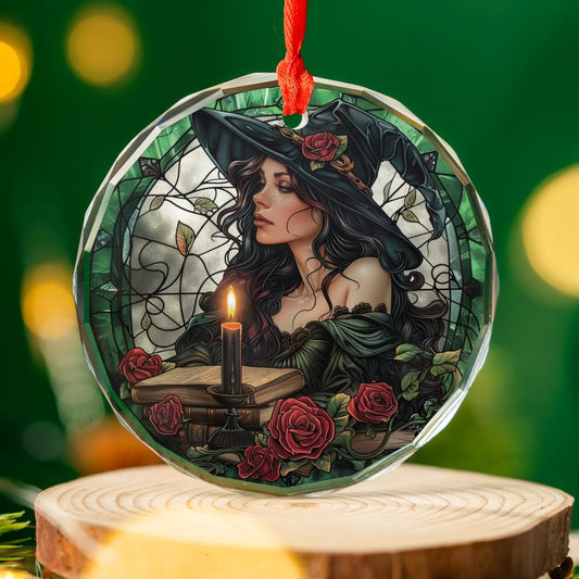 Mystic Witch Glass Ornament Witchy Christmas Tree Ornament-MoonChildWorld