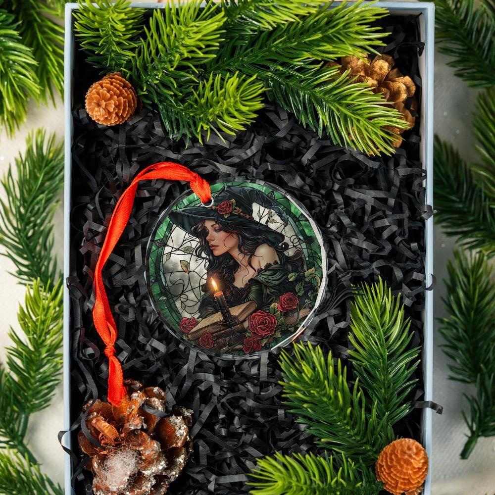 Mystic Witch Glass Ornament Witchy Christmas Tree Ornament-MoonChildWorld