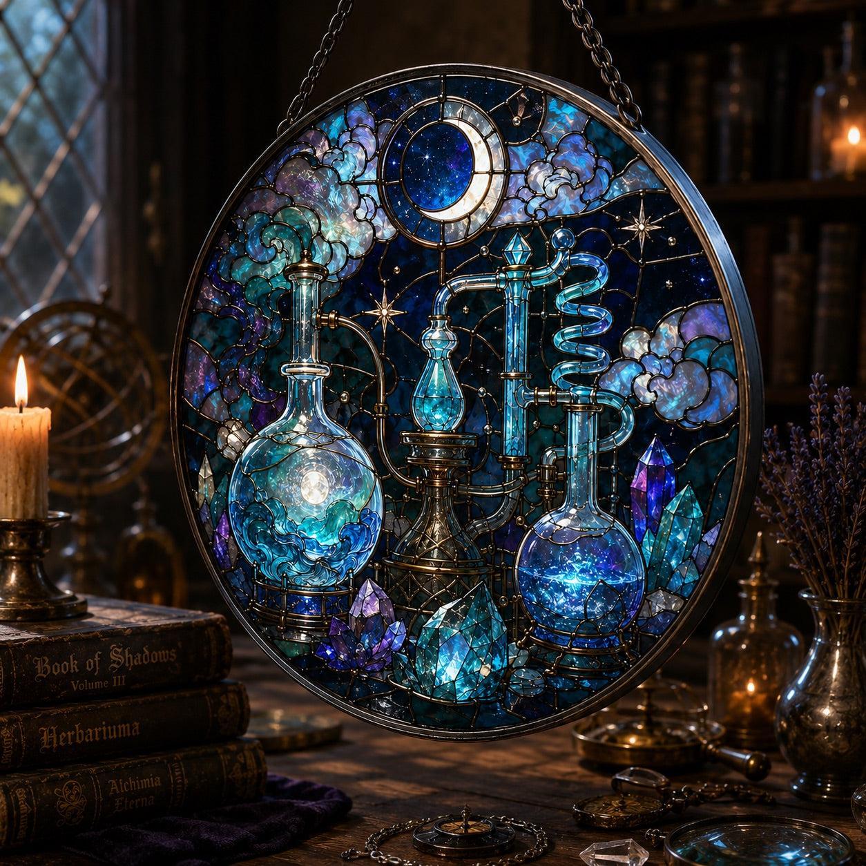 Mystical Alchemy Laboratory Glass Suncatcher - sunlight glow