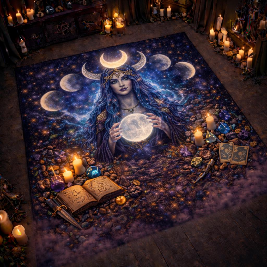 Mystical Moon Goddess Area Rug – Wiccan Spiritual Carpet for Pagan Altar-MoonChildWorld