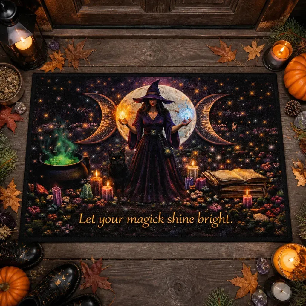 Mystical Moon Witch Doormat – Wicca Pagan Welcome Mat for Home Decor_mockup_3.webp