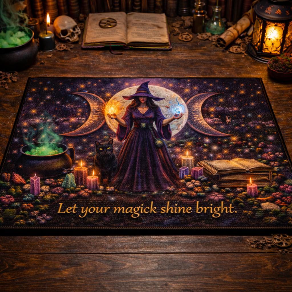 Mystical Moon Witch Doormat – Wicca Pagan Welcome Mat for Home Decor-MoonChildWorld