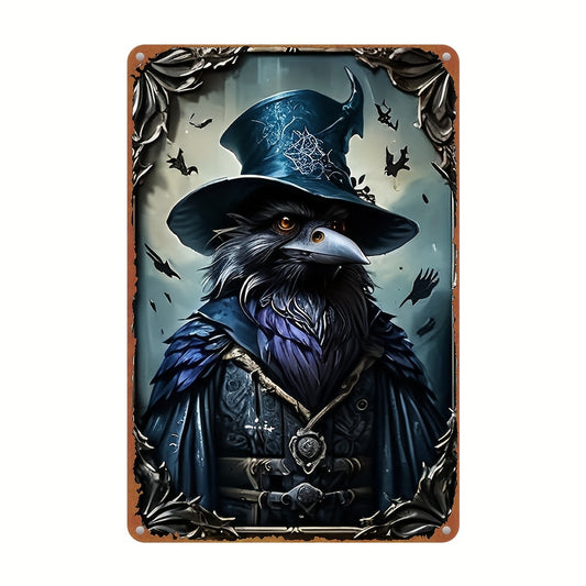 Mystical Raven Wizard Decorative Sign Black Raven Wall Hanging Art Plaque-MoonChildWorld
