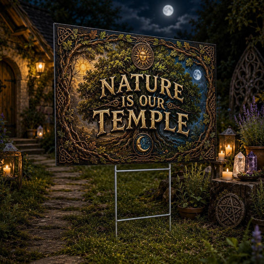 Nature Is Our Temple Stone Arch Wicca Yard Sign - garden display