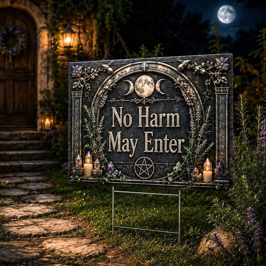 No Harm May Enter Wicca Yard Sign - garden display
