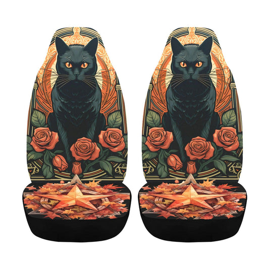 Occult Black Cat Witchy Car Seat Covers-MoonChildWorld