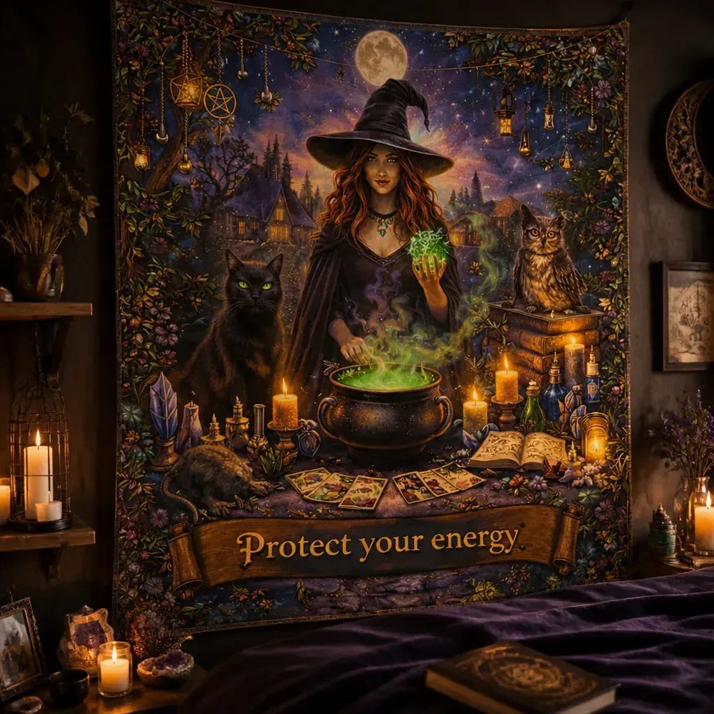 Occult Witch Tapestry Wicca Wall Hanging for Halloween_mockup_3.webp