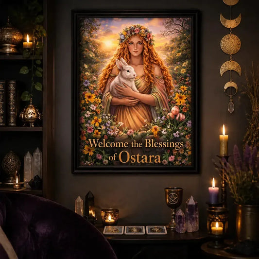 Ostara Pagan Goddess Canvas Wall Art - Black Framed Art Print Wiccan Wall Decor_mockup_1.webp