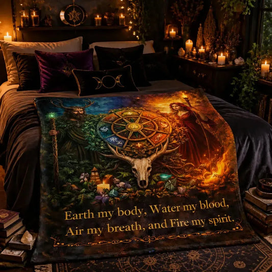 Pagan Blanket with Deities & Wheel of Year - Witchy Blanket for Wiccan_mockup_1.webp