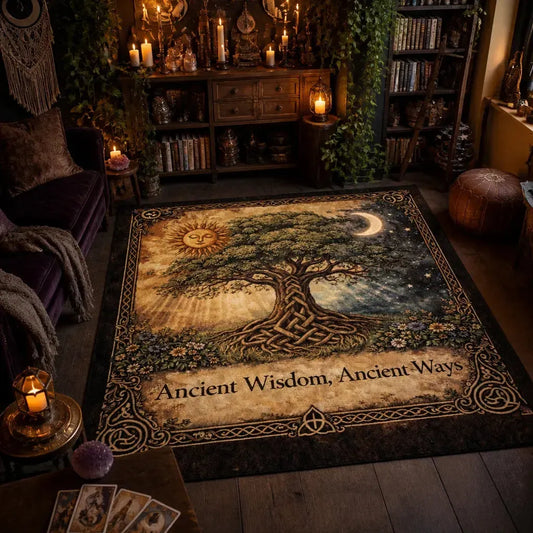 Pagan Celtic Tree of Life Area Rug – Spiritual Wicca Carpet for Mystical Home Decor_mockup_1.webp