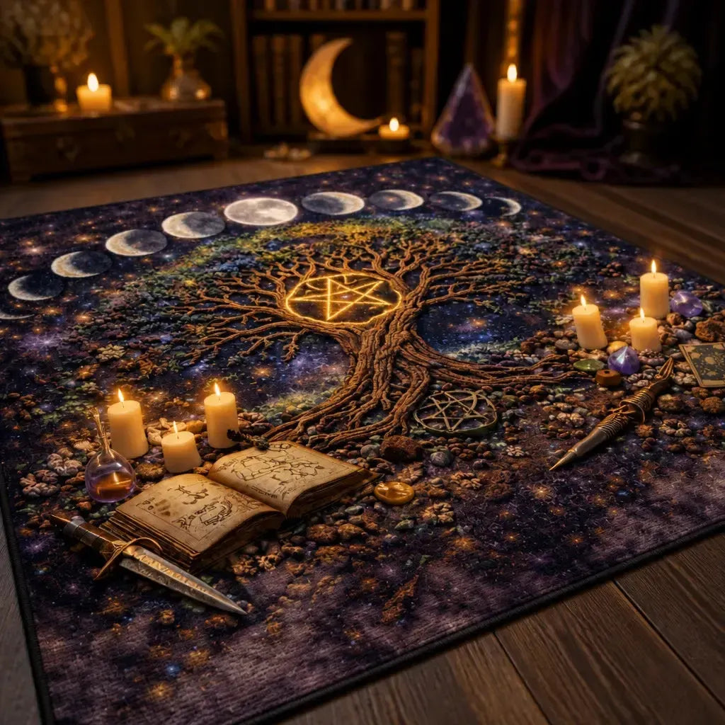Pagan Moon Phases Tree of Life Area Rug – Spiritual Wicca Carpet Home Decor_mockup_3.webp