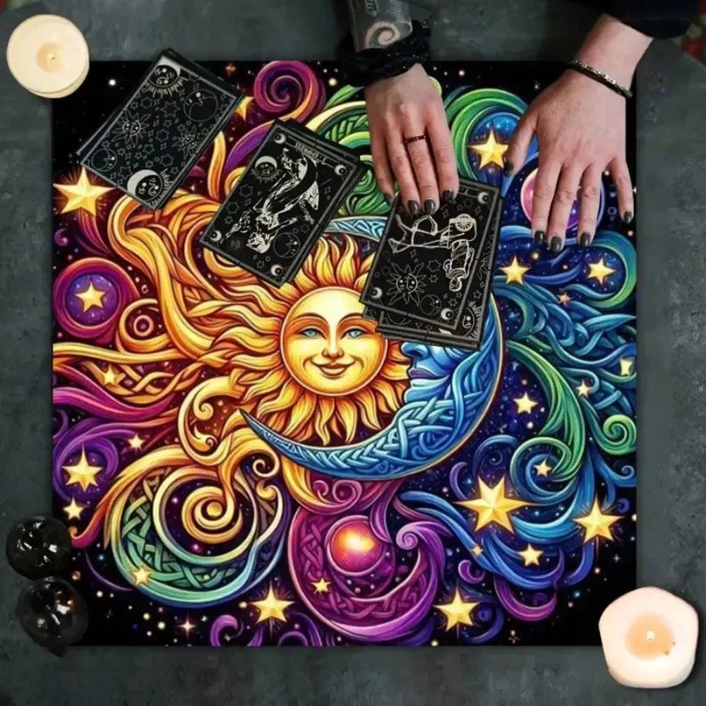 Pagan Sun Moon Celestial Tarot Tablecloth Wicca Altar Cloth for Divination-MoonChildWorld