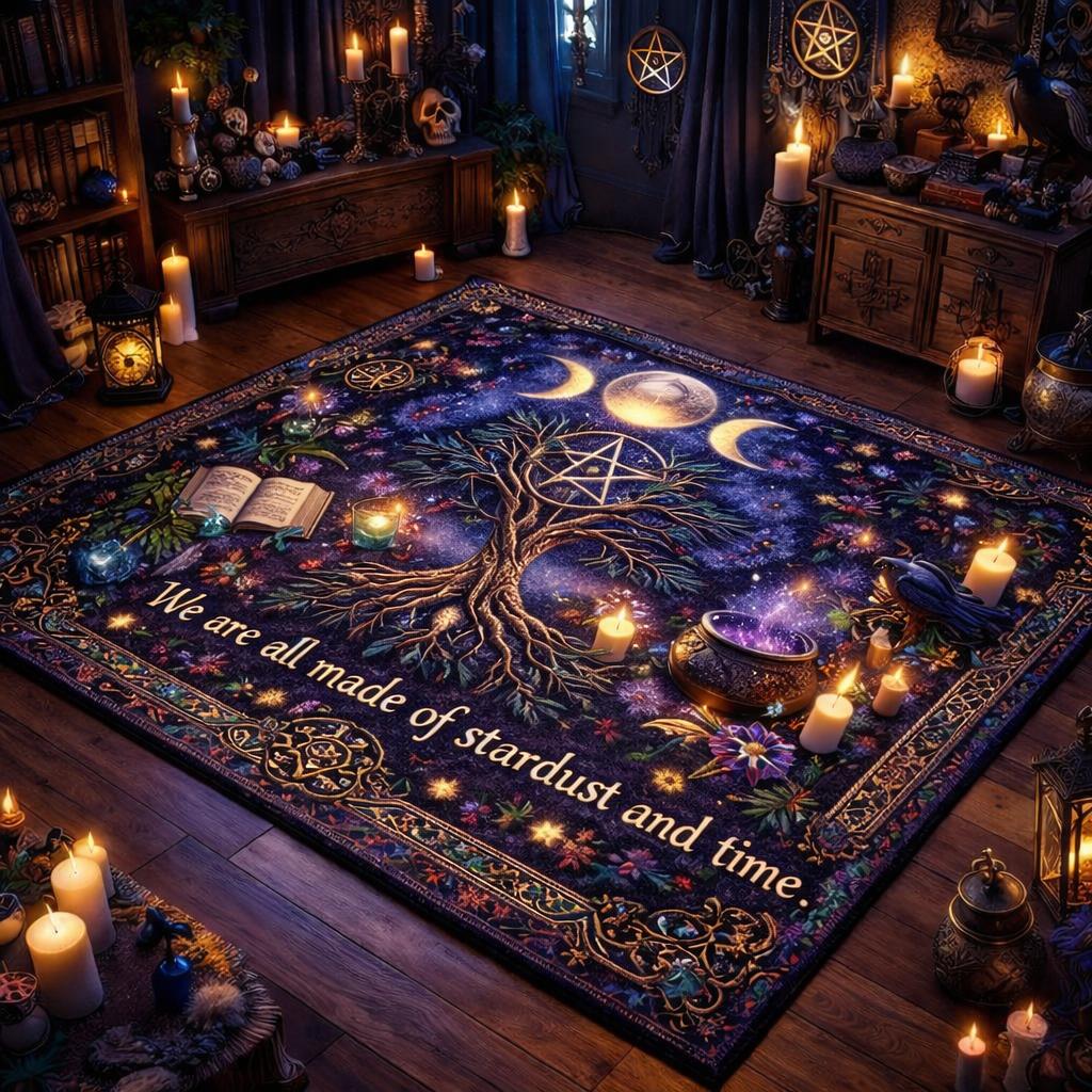 Pagan Triple Moon Tree of Life Area Rug – Spiritual Wicca Carpet for Mystical Home Decor-MoonChildWorld