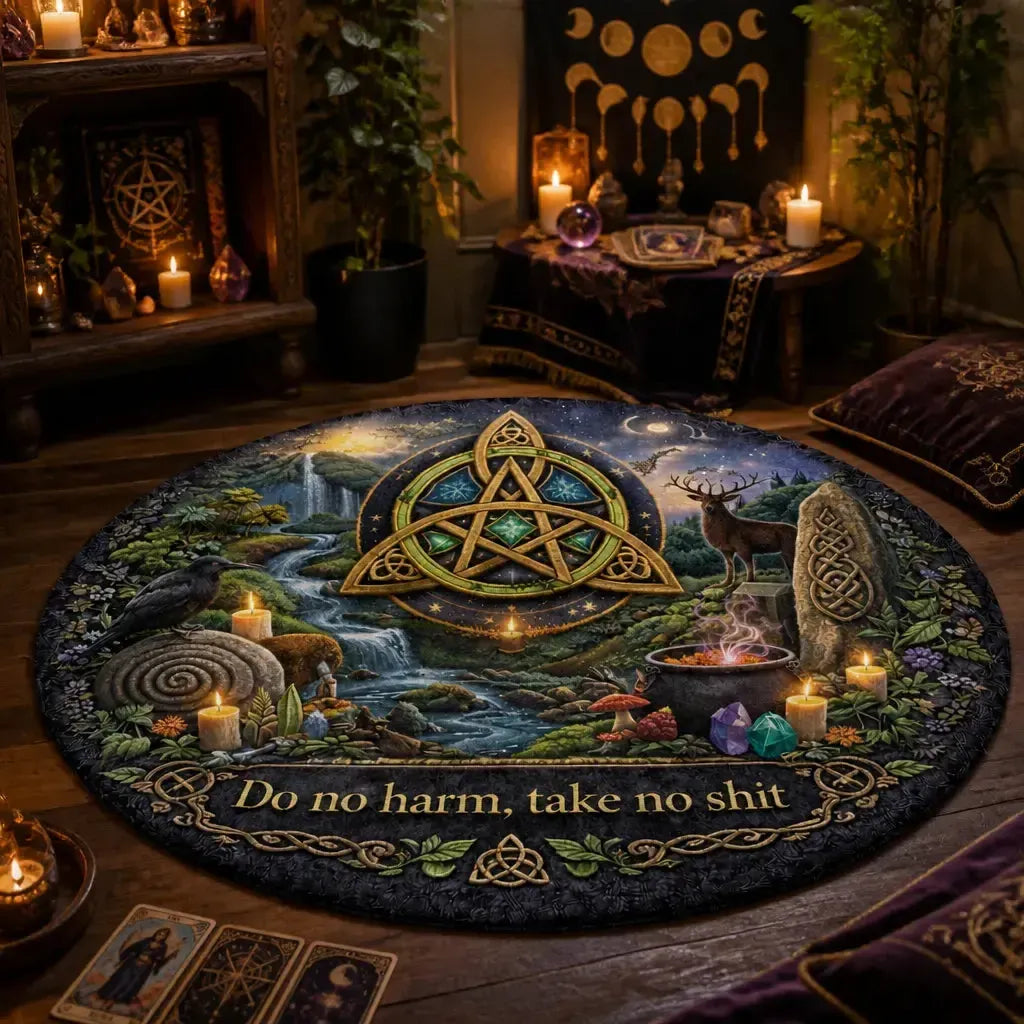Pagan Triquetra Celtic Knot Round Rug Witchy Carpet for Wiccan Home Decor_mockup_1.webp