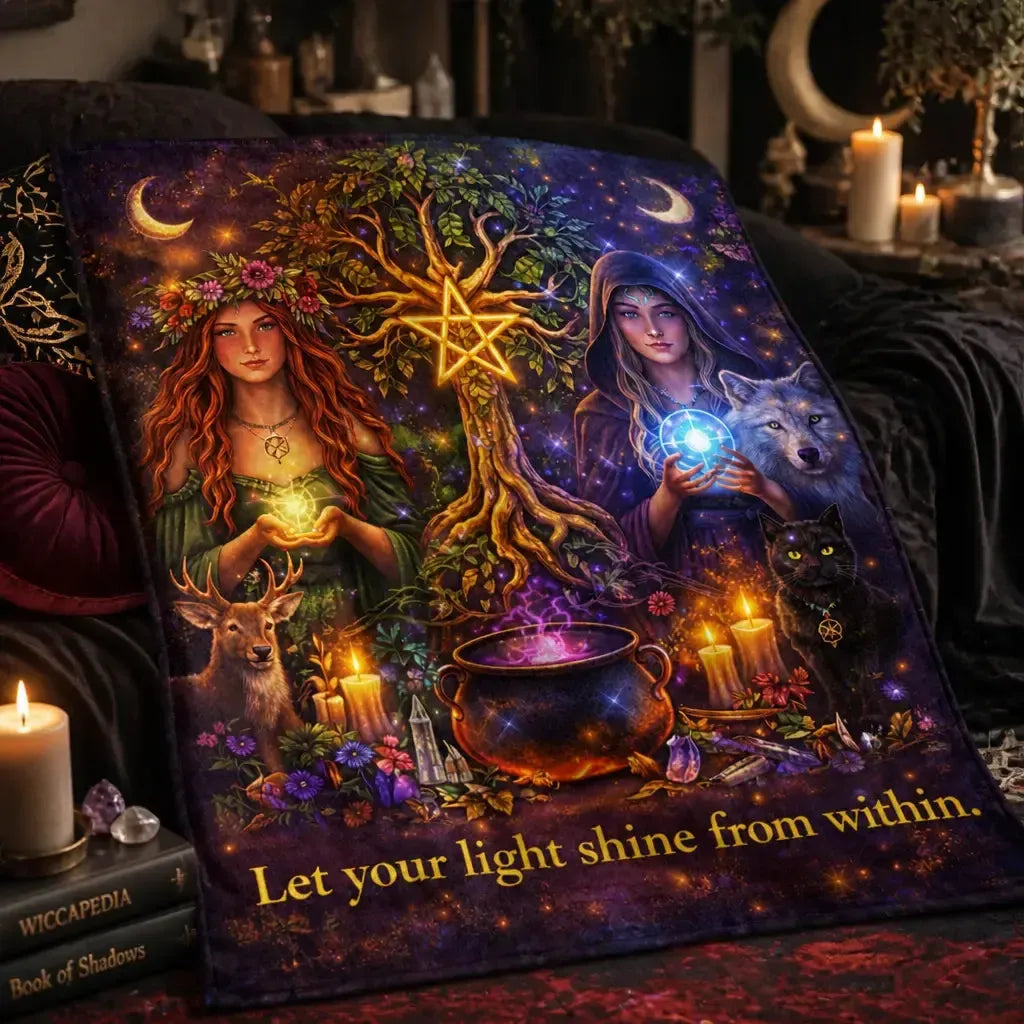 Pagan and Wicca Goddess Blanket witch Tree of Life Witchy Home Decor_mockup_3.webp