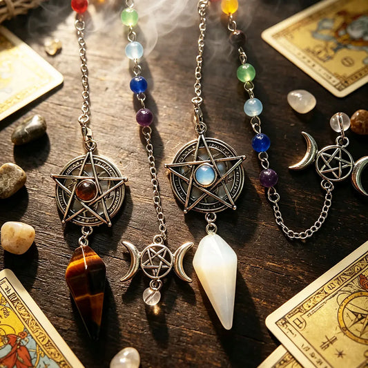 Pentacle Crystal Pendulum for Divination Natural Stone Pendant-MoonChildWorld