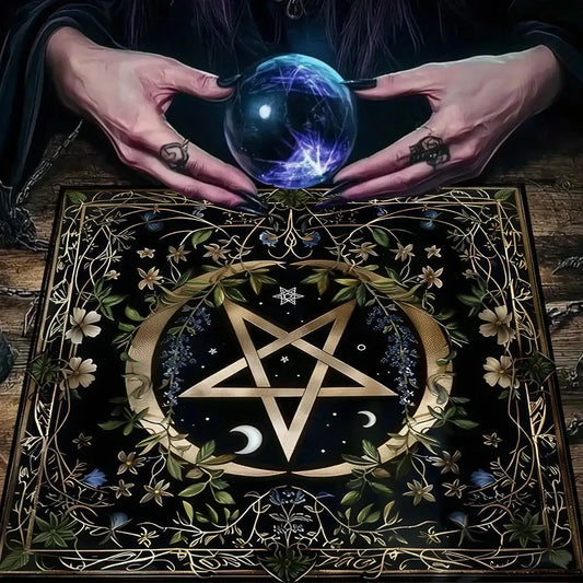 Pentagram Floral Moon Tree of Life Tarot Cloth-MoonChildWorld