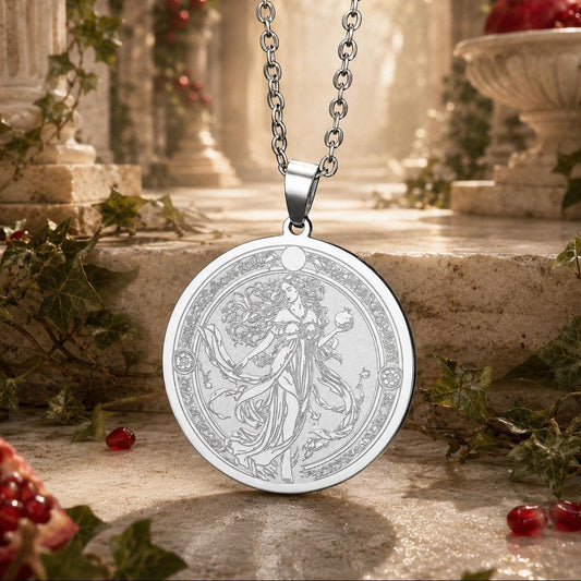 Persephone pomegranate necklace Greek goddess pendant – mystical altar photo 2