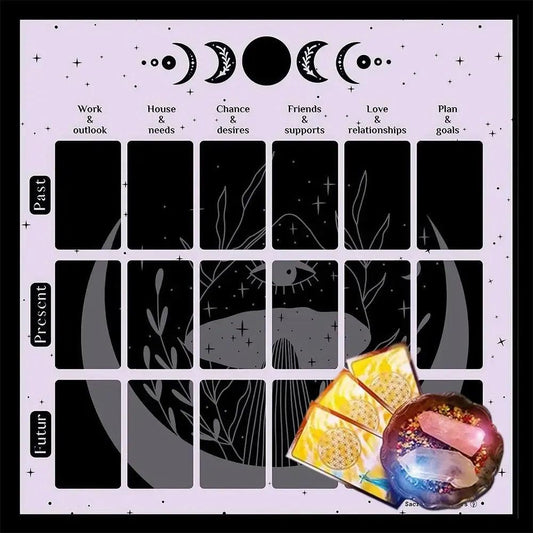 Phase Of The Moon Tarot Card Tablecloth Wicca Altar Cloth Pagan Pendulum Witchcraft Astrology Card Mat-MoonChildWorld